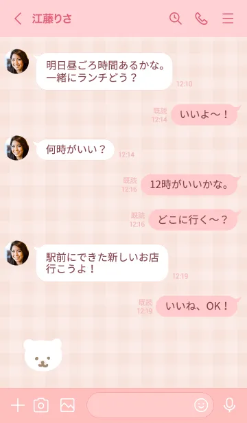 [LINE着せ替え] くま チェック柄7の画像3