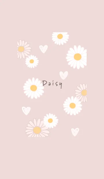 [LINE着せ替え] Daisy and Heart pink beigeの画像1