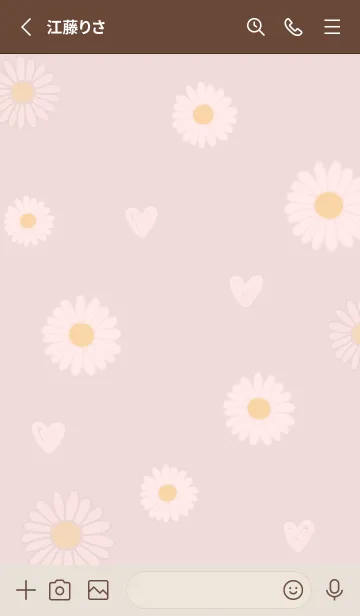 [LINE着せ替え] Daisy and Heart pink beigeの画像2