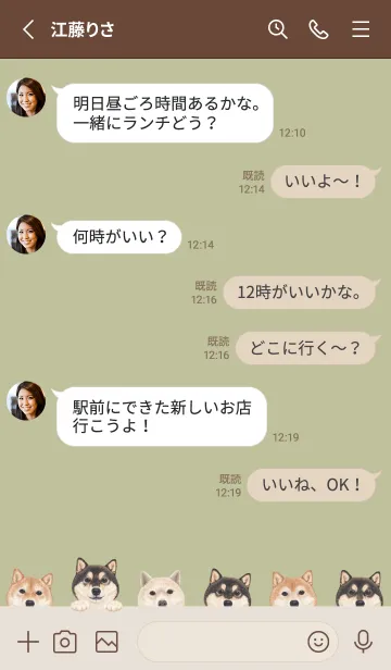 [LINE着せ替え] DOGS - 柴犬 - リーフグリーンの画像3