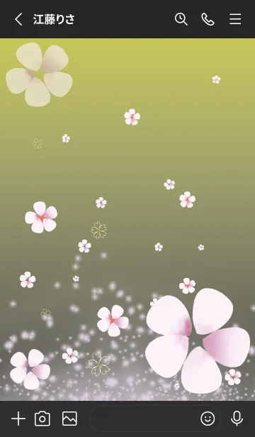 [LINE着せ替え] 黒と黄色 : 幸運の桜と四つ葉の画像2