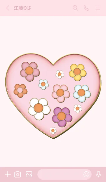 [LINE着せ替え] Enamel Pin Heart Flower 12の画像2