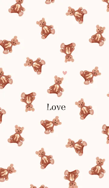 [LINE着せ替え] テディベアと水彩カラー・ブラウンの画像1