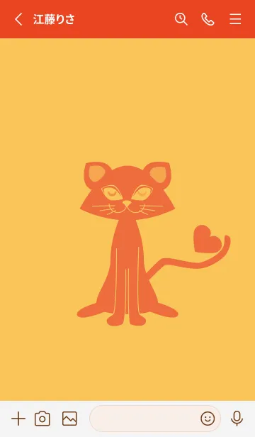 [LINE着せ替え] 猫のオッドとハート サフランイエローの画像2