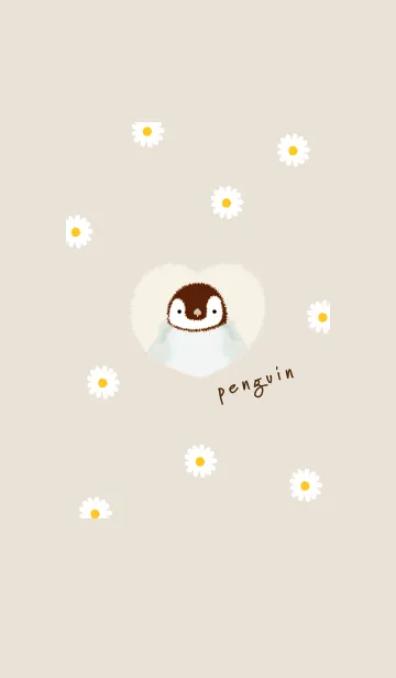 [LINE着せ替え] Penguin Heart beige05_1の画像1