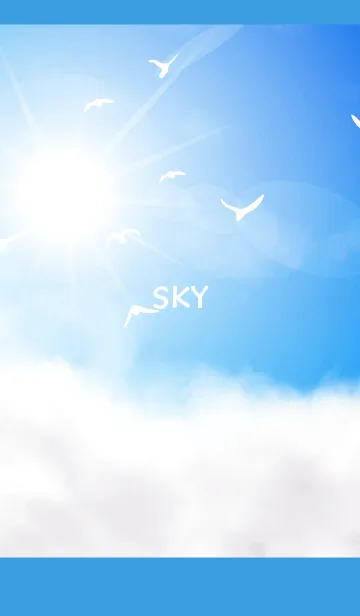 [LINE着せ替え] 空と鳥の着せかえ 青色の画像1