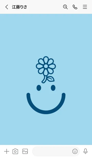 [LINE着せ替え] スマイル＆フラワー スカイブルーの画像2