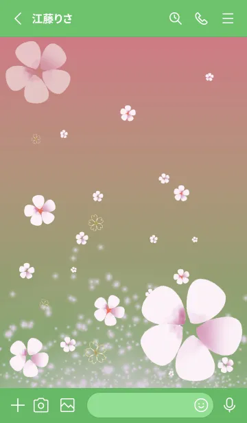 [LINE着せ替え] 緑 : 幸運の桜と四つ葉の画像2