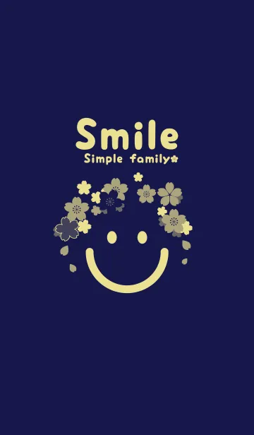 [LINE着せ替え] スマイル＆桜 鉄紺の画像1