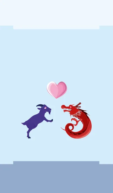 [LINE着せ替え] ekstブルー（羊）ラブレッド（ドラゴン）の画像1