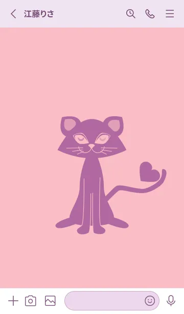 [LINE着せ替え] 猫のオッドとハート Light orchid pinkの画像2