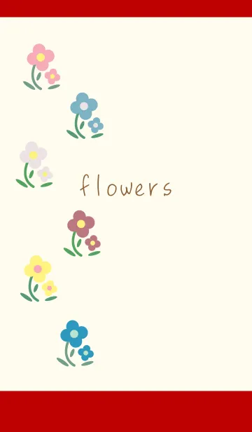 [LINE着せ替え] シンプルなかわいいお花 赤とベージュの画像1