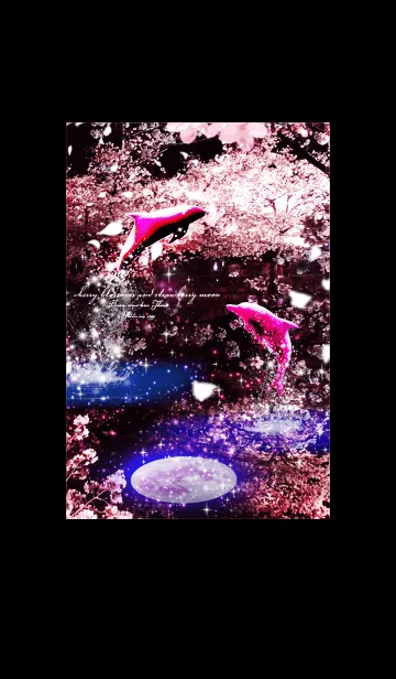 [LINE着せ替え] 運気上昇✨サクラとイルカ Strawberry Moon#の画像1
