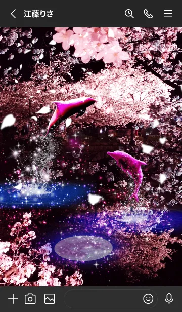 [LINE着せ替え] 運気上昇✨サクラとイルカ Strawberry Moon#の画像2