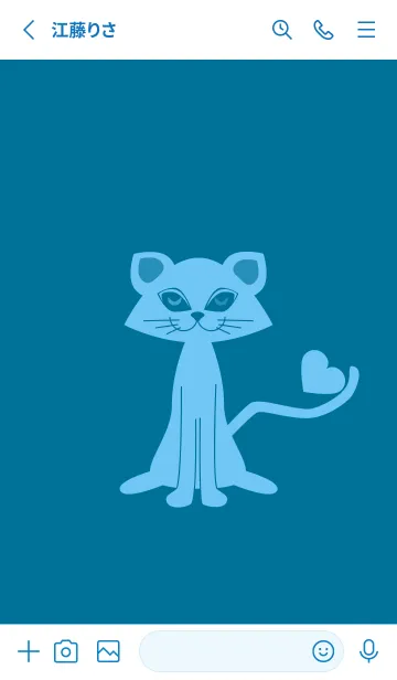 [LINE着せ替え] 猫のオッドとハート ダックブルーの画像2