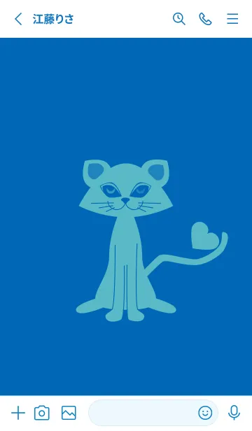 [LINE着せ替え] 猫のオッドとハート コバルトブルーの画像2
