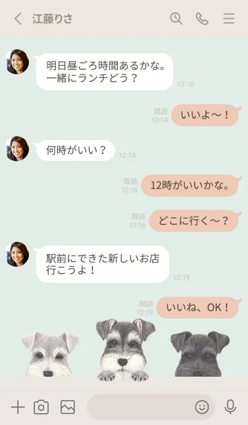 [LINE着せ替え] シュナウザー - パステルグリーンの画像3