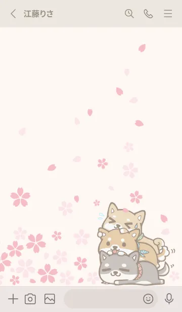 [LINE着せ替え] 桜 重ねくつろぎしば犬 2の画像2