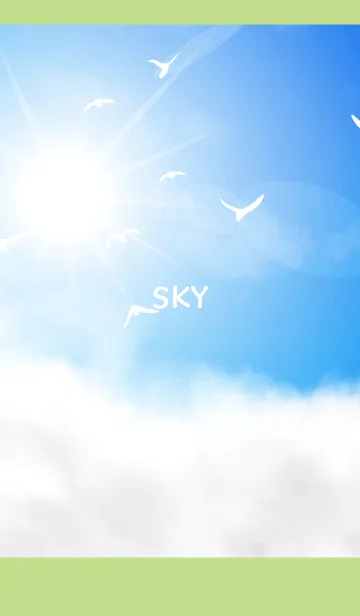 [LINE着せ替え] 空と鳥の着せかえ モスグリーンの画像1