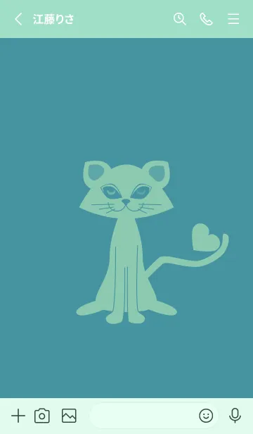 [LINE着せ替え] 猫のオッドとハート ペールサックスブルーの画像2