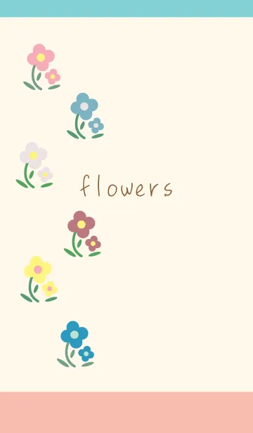[LINE着せ替え] シンプルなかわいいお花 ピンクと水色の画像1