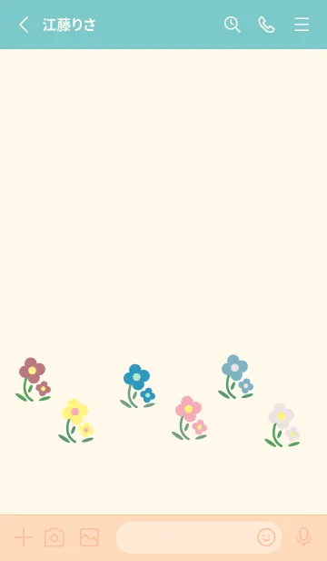 [LINE着せ替え] シンプルなかわいいお花 ピンクと水色の画像2