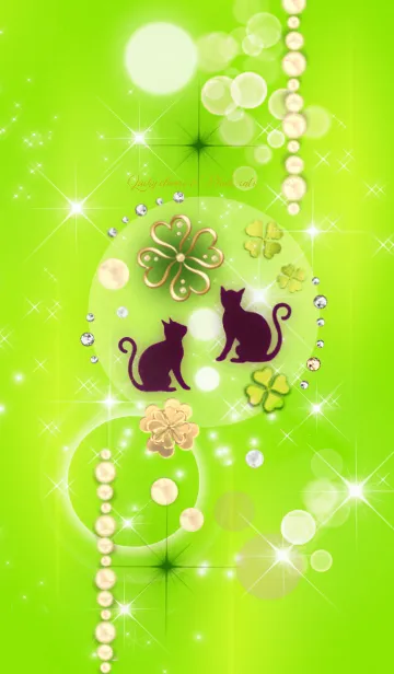 [LINE着せ替え] 【幸運と富の使い】春の黒猫とクローバーの画像1