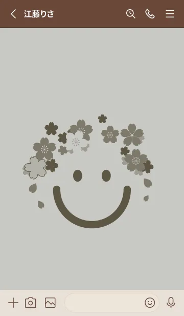[LINE着せ替え] スマイル＆桜 パールグレイの画像2
