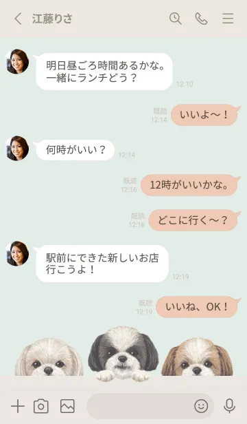 [LINE着せ替え] ワンワン- シーズー -パステルグリーンの画像3