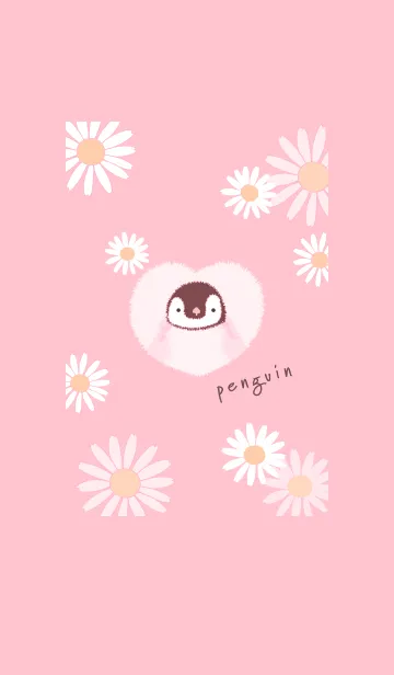 [LINE着せ替え] ペンギンとマーガレット♡pink14_1の画像1