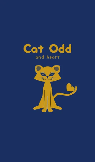 [LINE着せ替え] 猫のオッドとハート 紺青の画像1