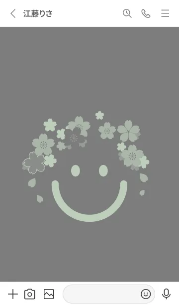 [LINE着せ替え] スマイル＆桜 マウスグレイの画像2