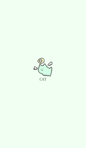 [LINE着せ替え] 【かわいい】しろねこ着せかえ、ミントの画像1