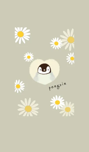 [LINE着せ替え] ペンギンとマーガレット♡yellow16_1の画像1