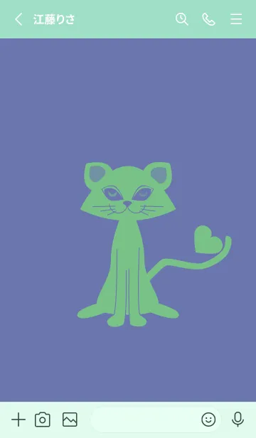 [LINE着せ替え] 猫のオッドとハート サルビアブルーの画像2