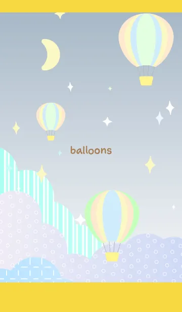 [LINE着せ替え] 夜空の気球 黄色の画像1