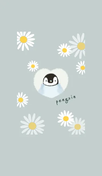 [LINE着せ替え] ペンギンとマーガレット♡bluegreen07_1の画像1