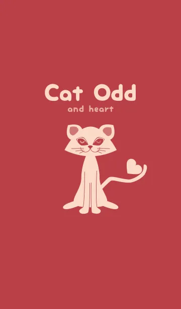 [LINE着せ替え] 猫のオッドとハート 臙脂の画像1