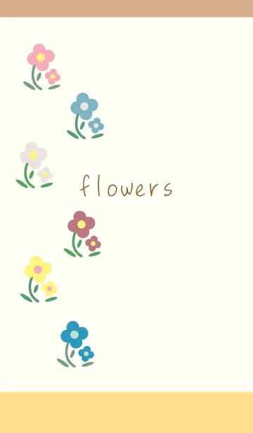 [LINE着せ替え] シンプルなかわいいお花 薄茶と黄色の画像1