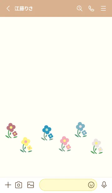 [LINE着せ替え] シンプルなかわいいお花 薄茶と黄色の画像2
