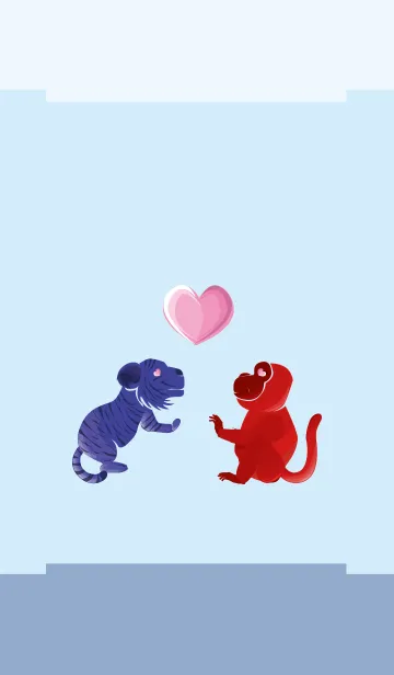 [LINE着せ替え] ekst blue（虎）love red（猿）の画像1