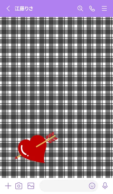 [LINE着せ替え] ハートと矢の着せかえ 紫色の画像2