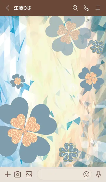 [LINE着せ替え] ベージュと青 : 幸運のフラワークローバーの画像2