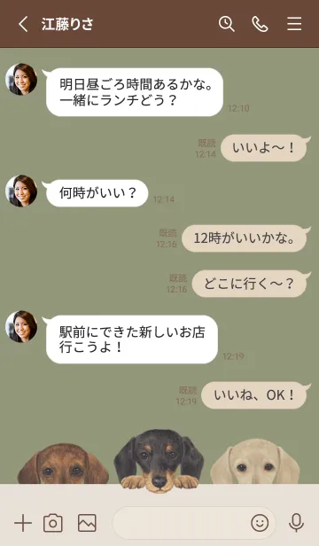 [LINE着せ替え] ダックスフンド - オリーブの画像3