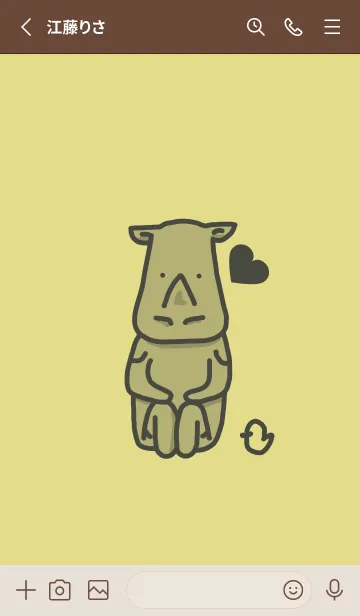 [LINE着せ替え] サイとハート 枯草色の画像2