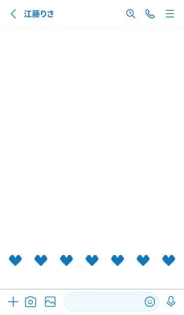 [LINE着せ替え] ミニドット絵ハート(ホワイト&ブルー01)の画像2