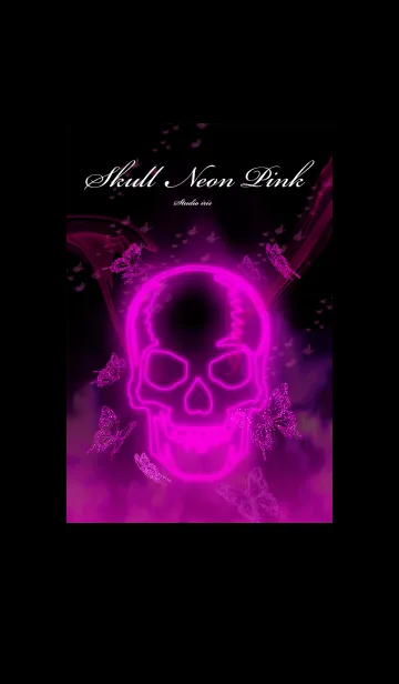[LINE着せ替え] スカルネオン Skull neon Pink 蝶2の画像1