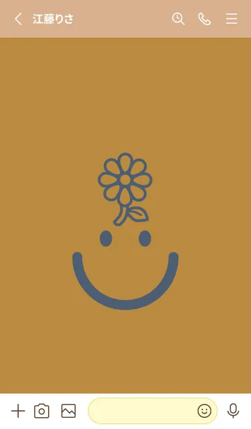 [LINE着せ替え] スマイル＆フラワー オーカーの画像2