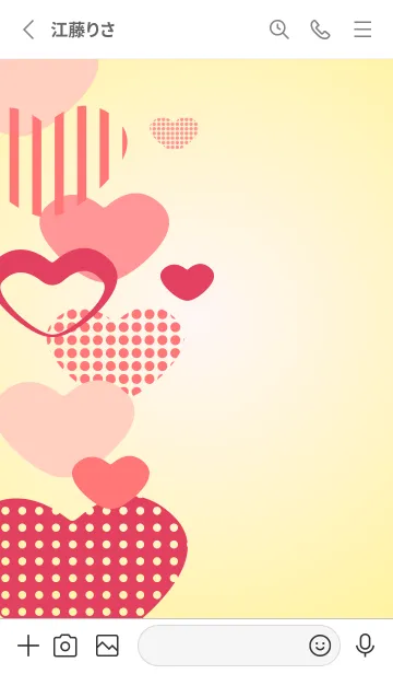 [LINE着せ替え] 赤とピンクのハート 白の画像2
