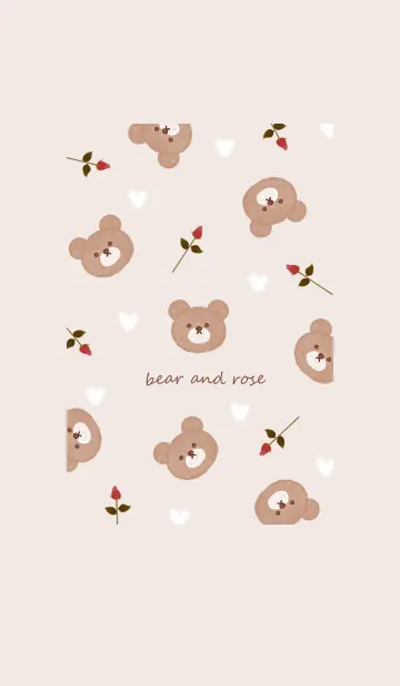 [LINE着せ替え] クマと薔薇とハート♡pinkbrown07_1の画像1